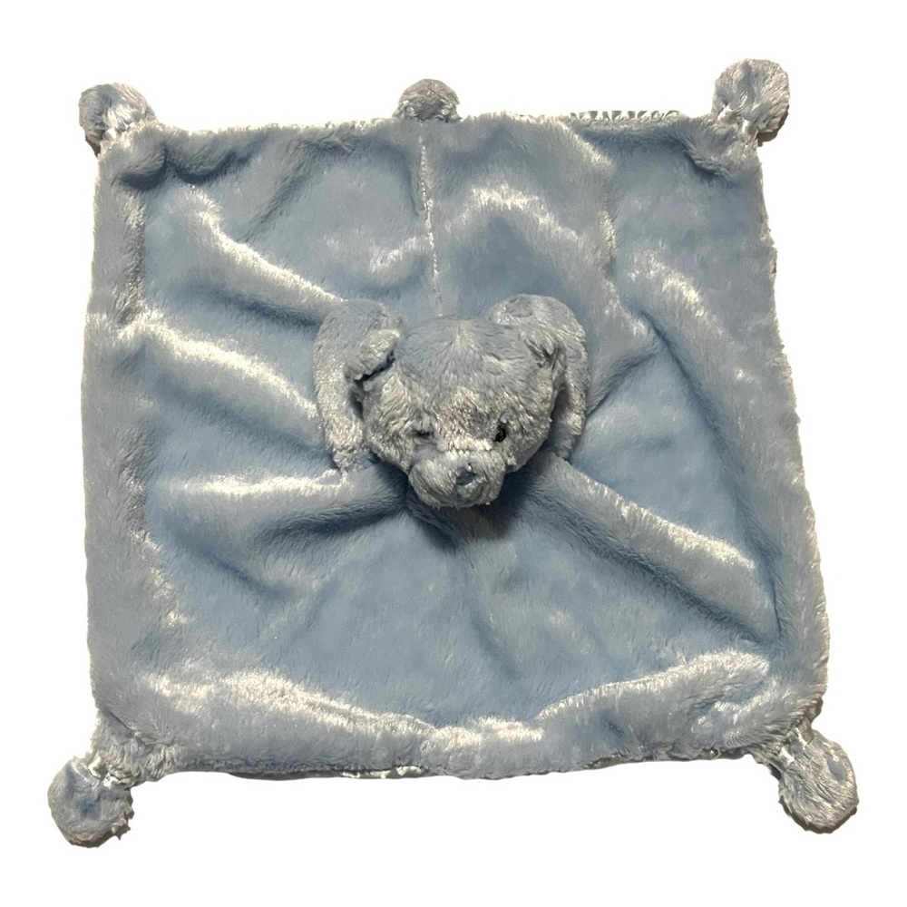 Blue velour and satin teddy lovey knotted corners.